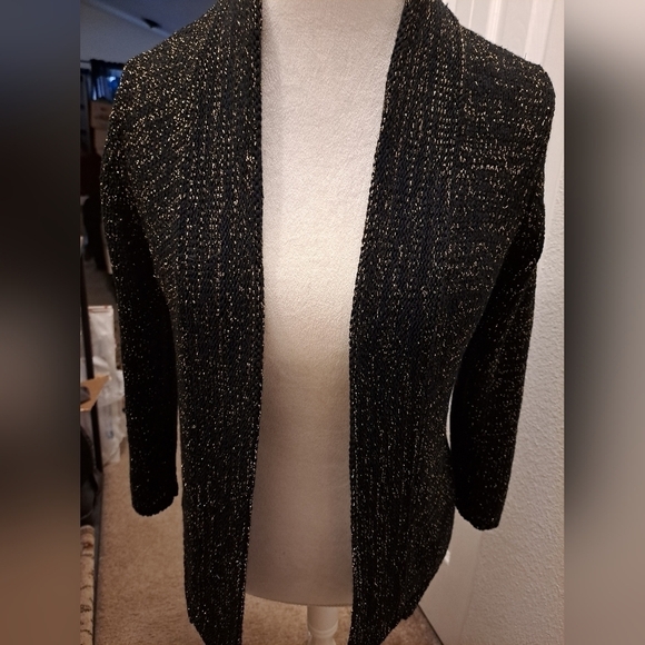 Black Open Cardigan With Gold Glitter - Picture 1 of 6
